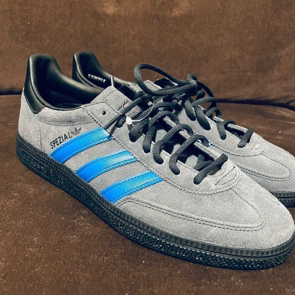Rare Sample Tag Adidas Handball Spezial Grey Black Blue 9 US 8.5 UK 42 2/3 EU